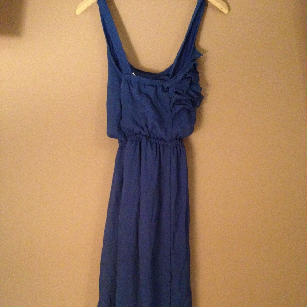 Blue Ruffle Front Dress - Picture 5 of 6